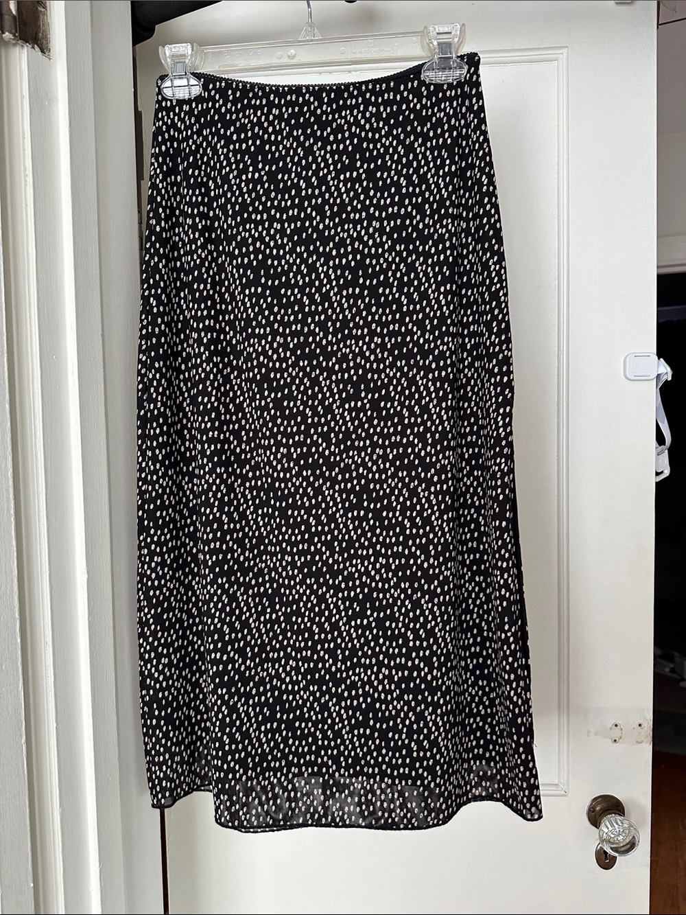 iris Black Midi Skirt with White Dot Print